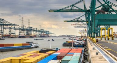 port with containers in EU