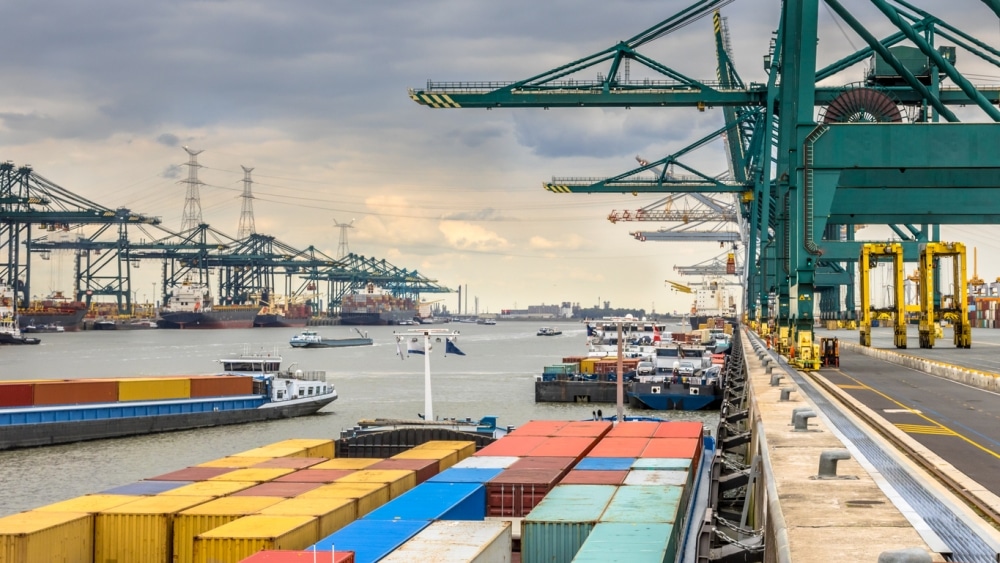 port with containers in EU