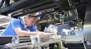 Man working on high tech innovation