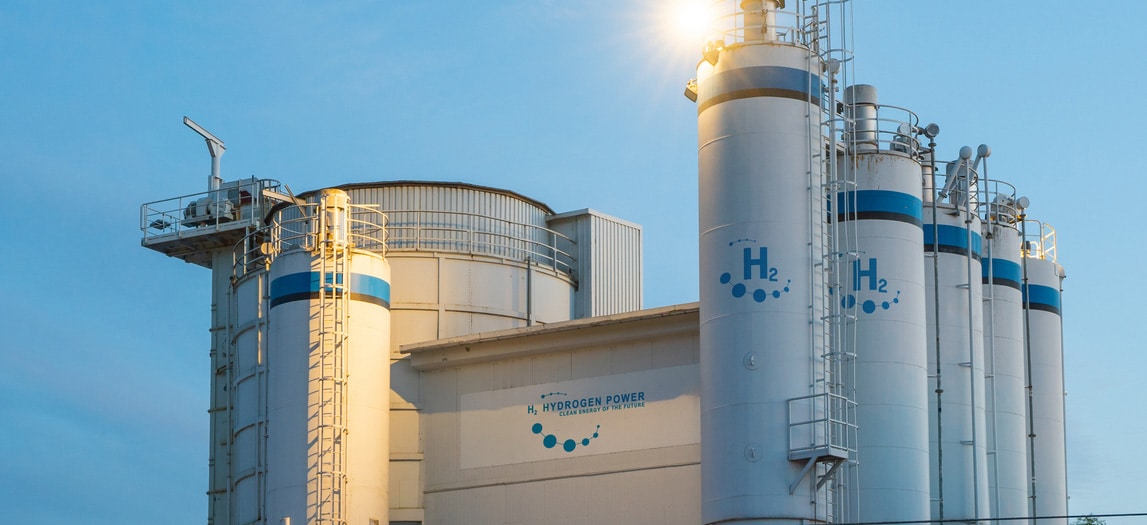 hydrogen tanks at a factory